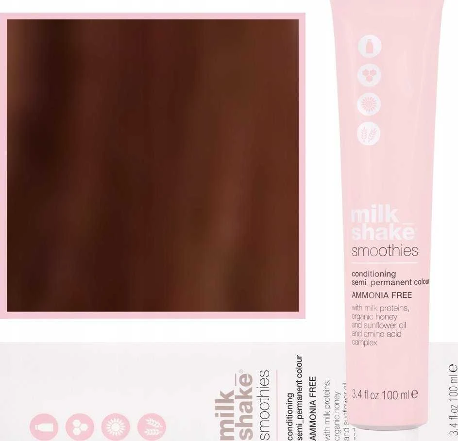 Milk Shake Milk_Shake Smoothies Semi Permanent Color 6.43 Dark Copper Golden Skirtas šviesiems plaukams, 100 ml