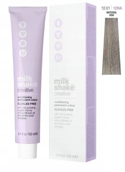 „Milk Shake Creative“ ilgalaikiai plaukų dažai be SLS/SLES 12.0112NA natūralūs pelenai, 100 ml