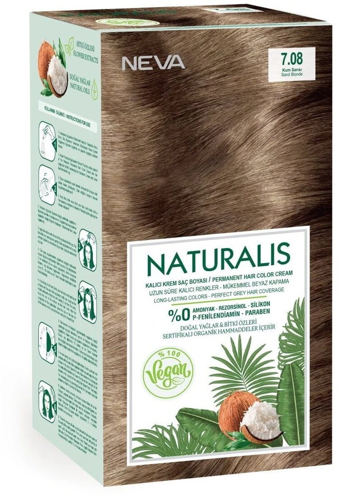 Neva Naturalis Permanent Hair Dye 7.08 Sand Skirtas šviesiems plaukams, 150 ml