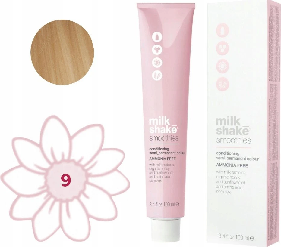Milk Shake Milk_Shake Smoothies Semi Permanent Color 9 Very Light Skirtas šviesiems plaukams, 100 ml