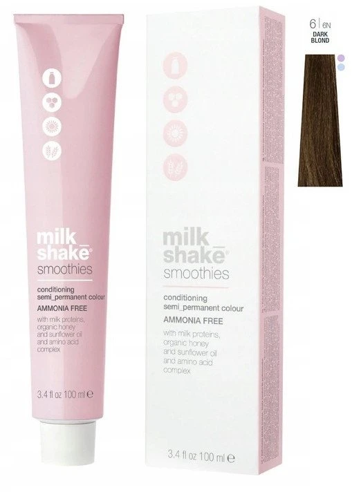 „Milk Shake Smoothies“ pusiau ilgalaikiai plaukų dažai be amoniako, 66N tamsi blondinė, 100 ml