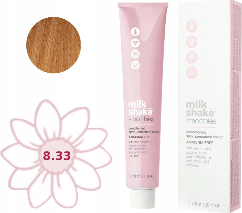 Milk Shake Milk_Shake Smoothies Semi Permanent Color 8.33 Light Intense Golden Skirtas šviesiems plaukams, 100 ml
