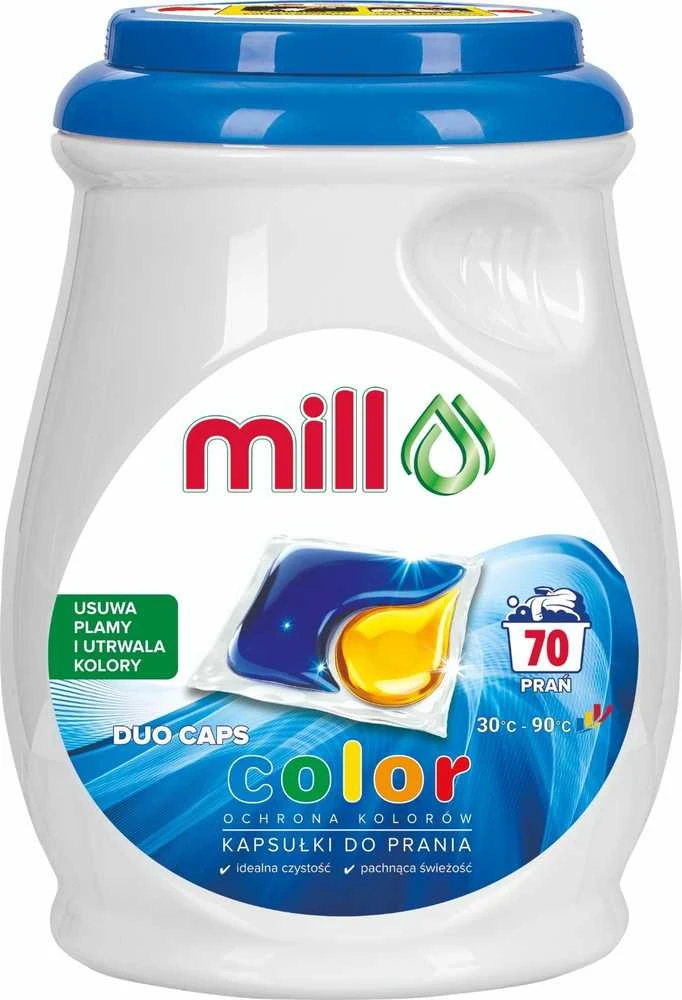 Madonis MILL PROFESSIONAL 3 kamerų spalvotų skalbinių skalbimo kapsulės, 70 vnt.