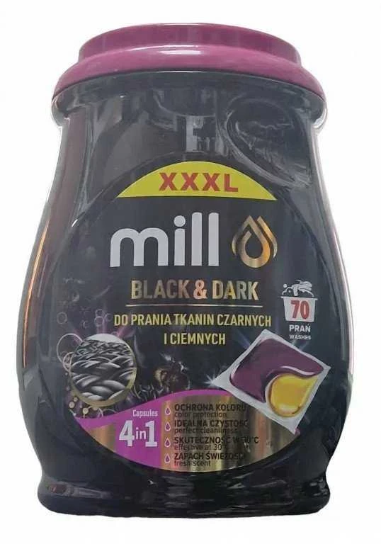 Madonis MILL PROFESSIONAL 2 kamerų skalbimo kapsulės juodai ir tamsiai atspalviams 70 vnt.