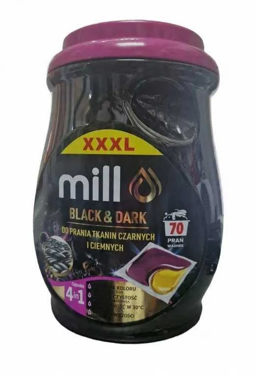 Madonis MILL PROFESSIONAL 2 kamerų skalbimo kapsulės juodai ir tamsiai atspalviams 70 vnt.