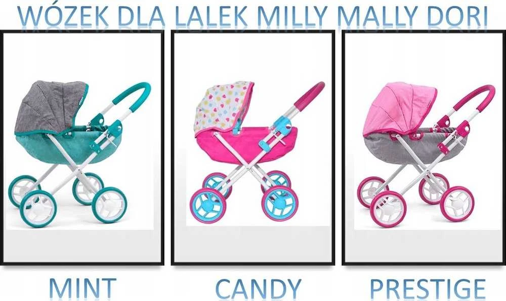 Milly Mally Dori lėlių vežimėlis, mėtų spalvos