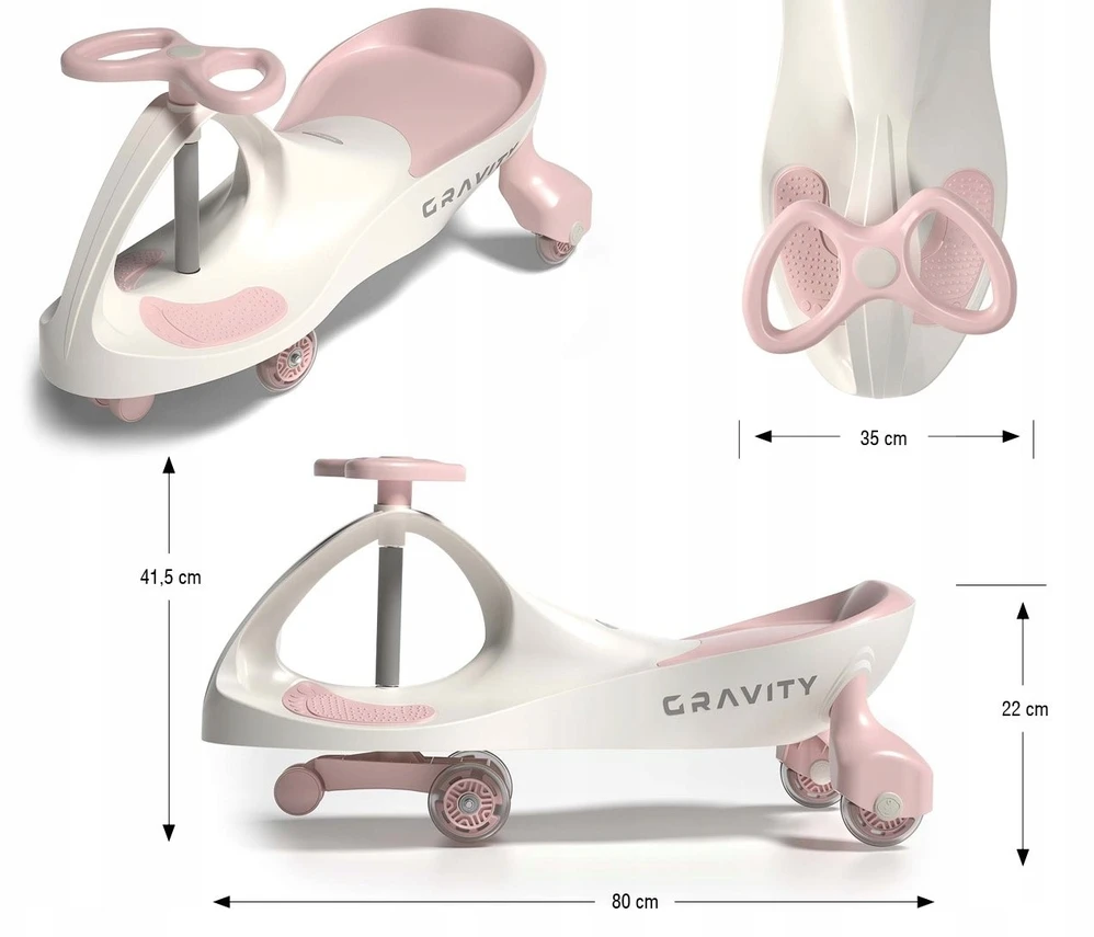 Milly Mally Jeździk „Gravity Ride-on“ kreminės-rožinės spalvos vežimėlis