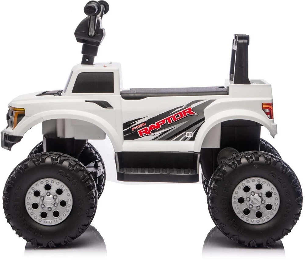 Ford F-150 Raptor Milly Mally elektrinis vaikiškas automobilis, baltas