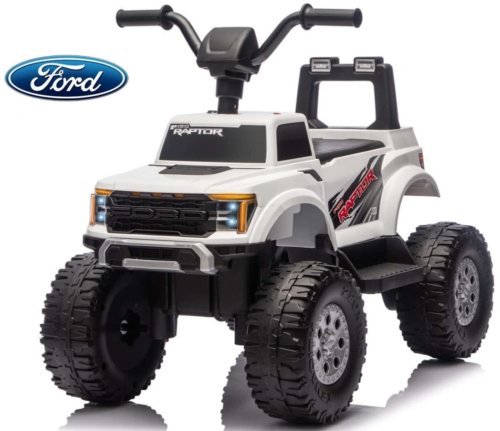 Ford F-150 Raptor Milly Mally elektrinis vaikiškas automobilis, baltas