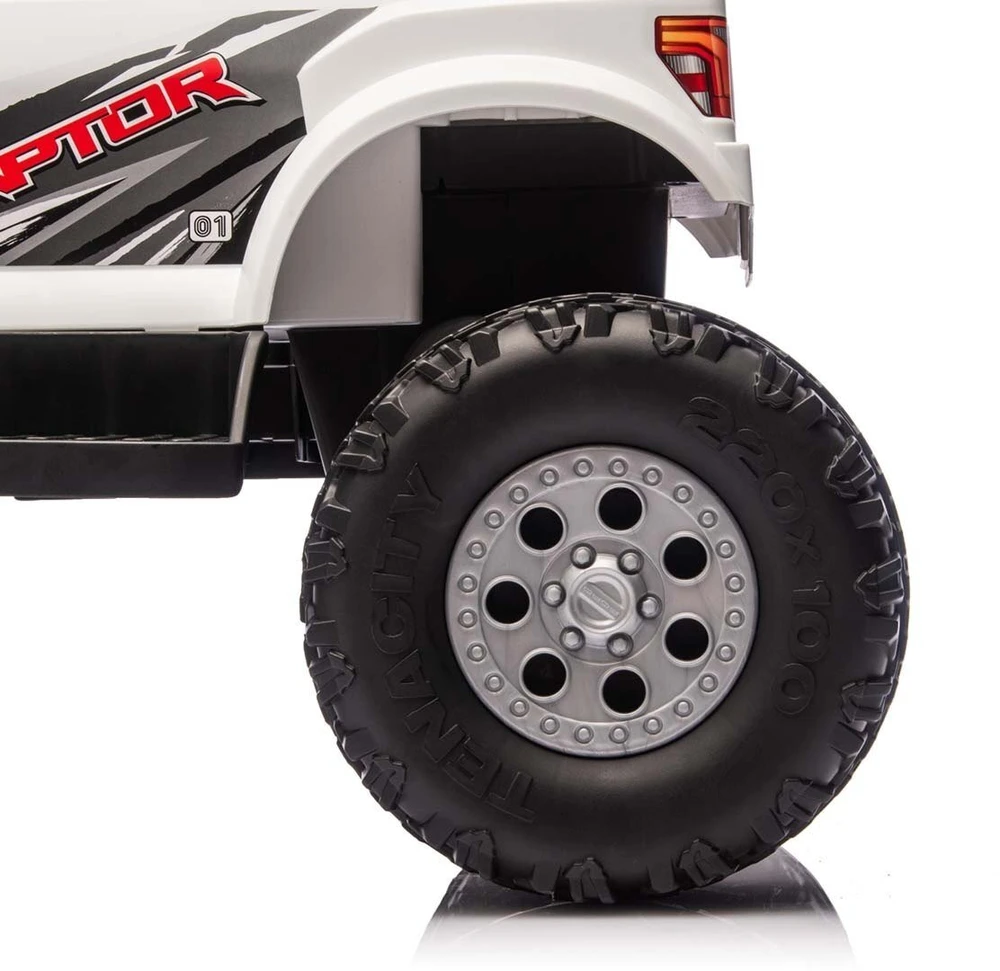 Ford F-150 Raptor Milly Mally elektrinis vaikiškas automobilis, baltas
