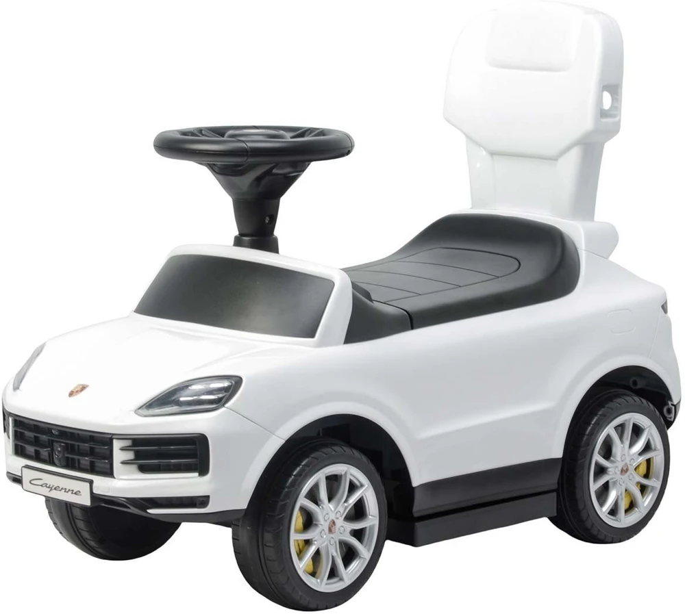 Milly Mally Jeździk Vairuotojas gali vairuoti automobilį su rankena, baltas „Porsche Cayenne“