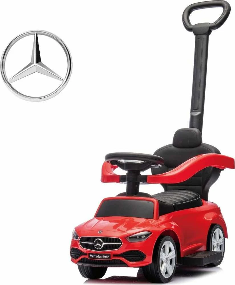 Motoroleris su vairavimo rankena MERCEDES C-Class Deluxe Milly Mally Raudona