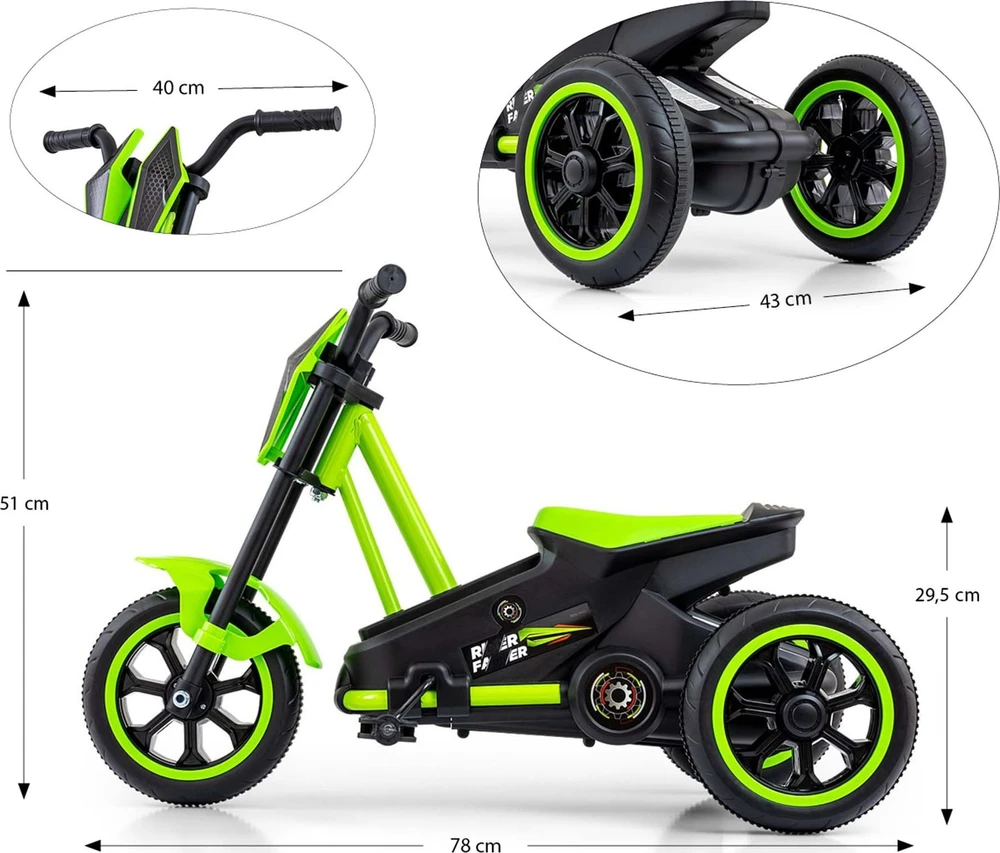 Vaikiškas pedalinis kartingas Milly Mally Rider žalias