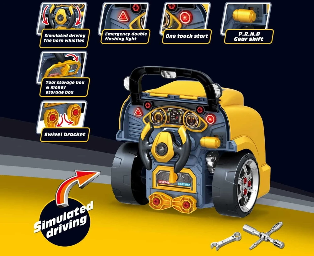 Milly Mally Rinkinys Mechanikų dirbtuvių rinkinys, išardytas variklis, n-gine, geltonas