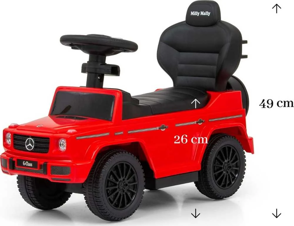 Paspirtukas su vairavimo rankena MERCEDES G350d Milly Mally raudonas