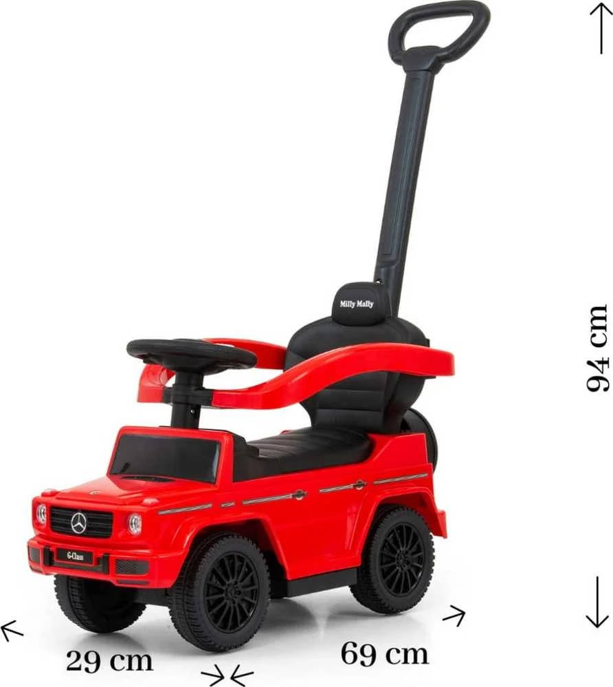 Paspirtukas su vairavimo rankena MERCEDES G350d Milly Mally raudonas
