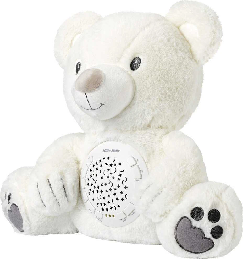 Zabawka MILLY MALLY Milly Bear baltas pliušinis žaislas su projektoriumi