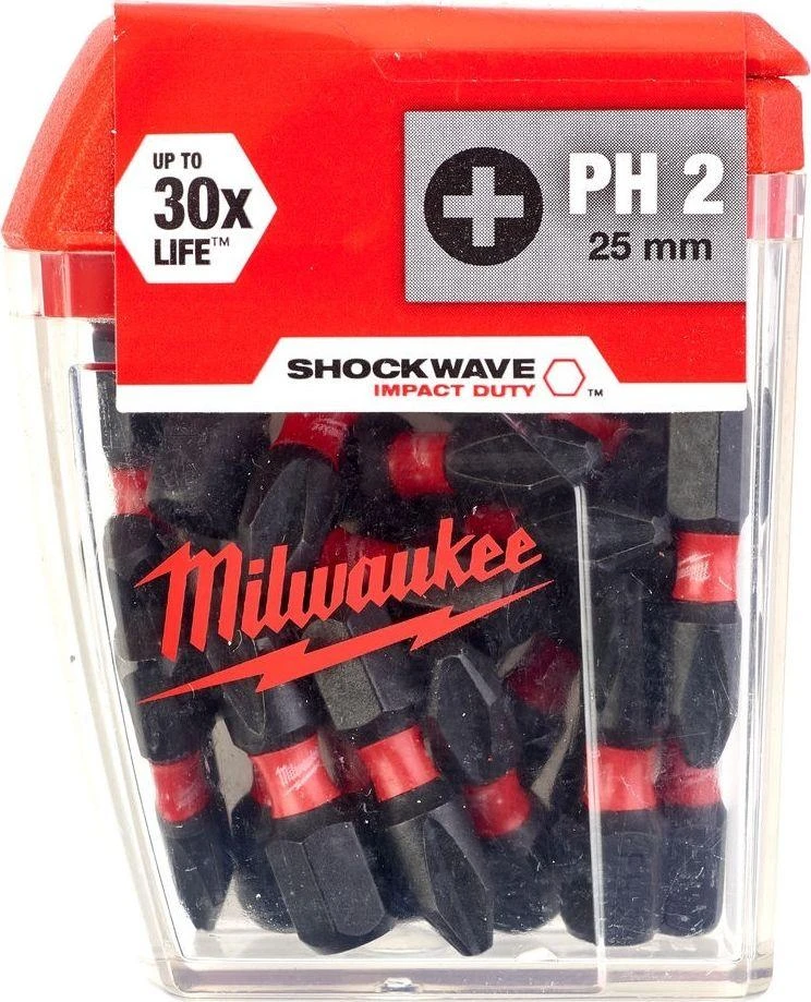 Milwaukee Smūginis sukimo antgalis MILWAUKEE PH2x25 25 vnt. aprašymas - Prekės nuotrauka