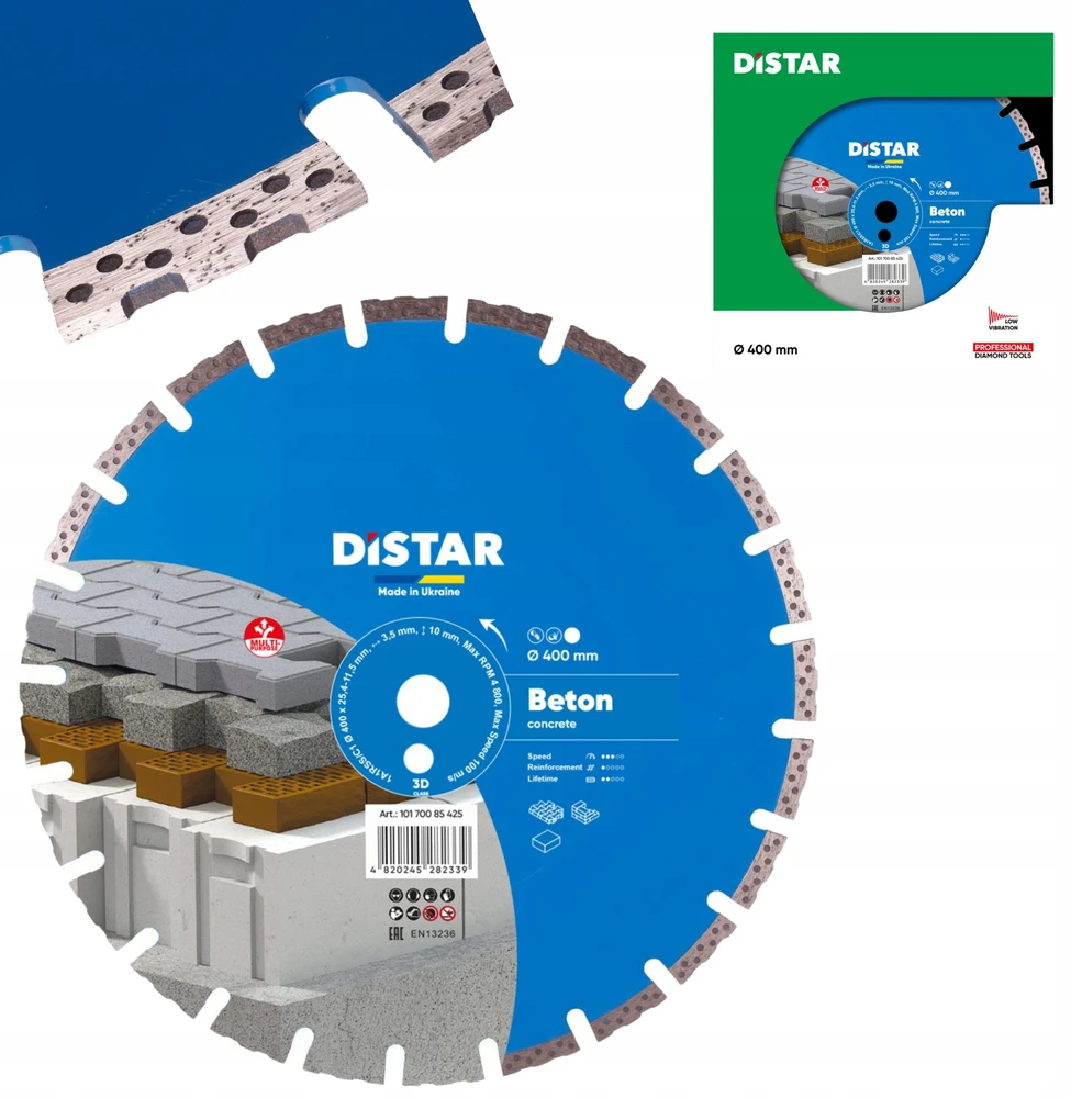 400 x 25.4 mm deimantinis diskas betonui Distar BETON