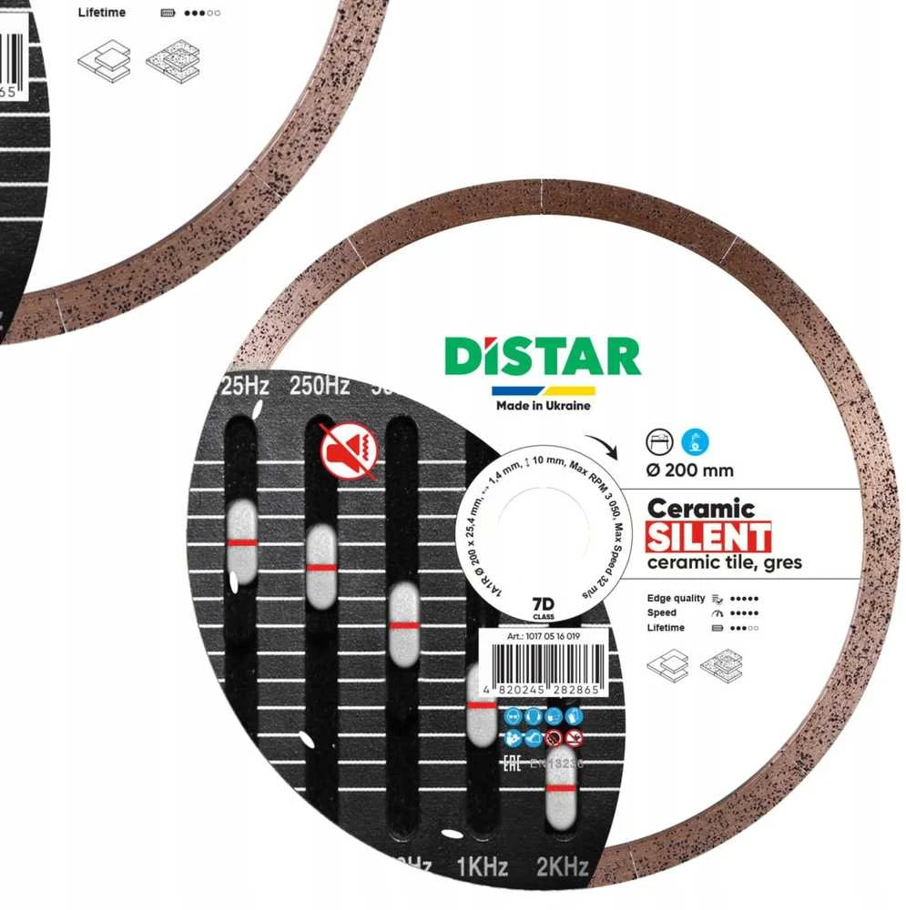 200 mm deimantinis pjovimo diskas Ceramics Silent, Distar