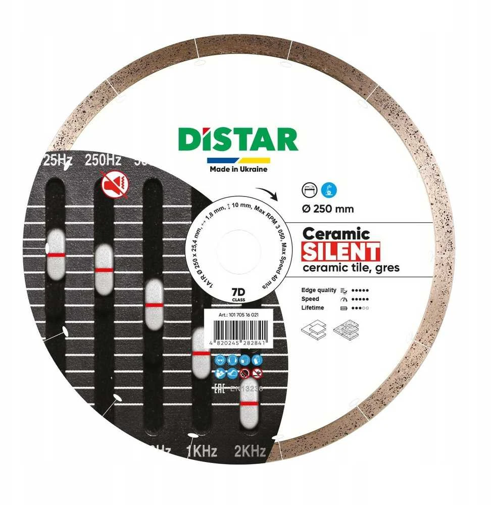 250 mm deimantinis pjovimo diskas Ceramics Silent, Distar