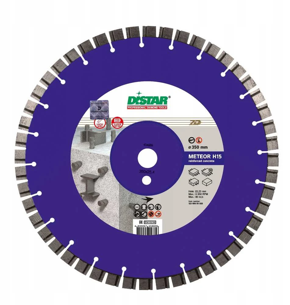 Distar 350 mm x 25.4 Meteor H15 deimantinis betono pjovimo diskas