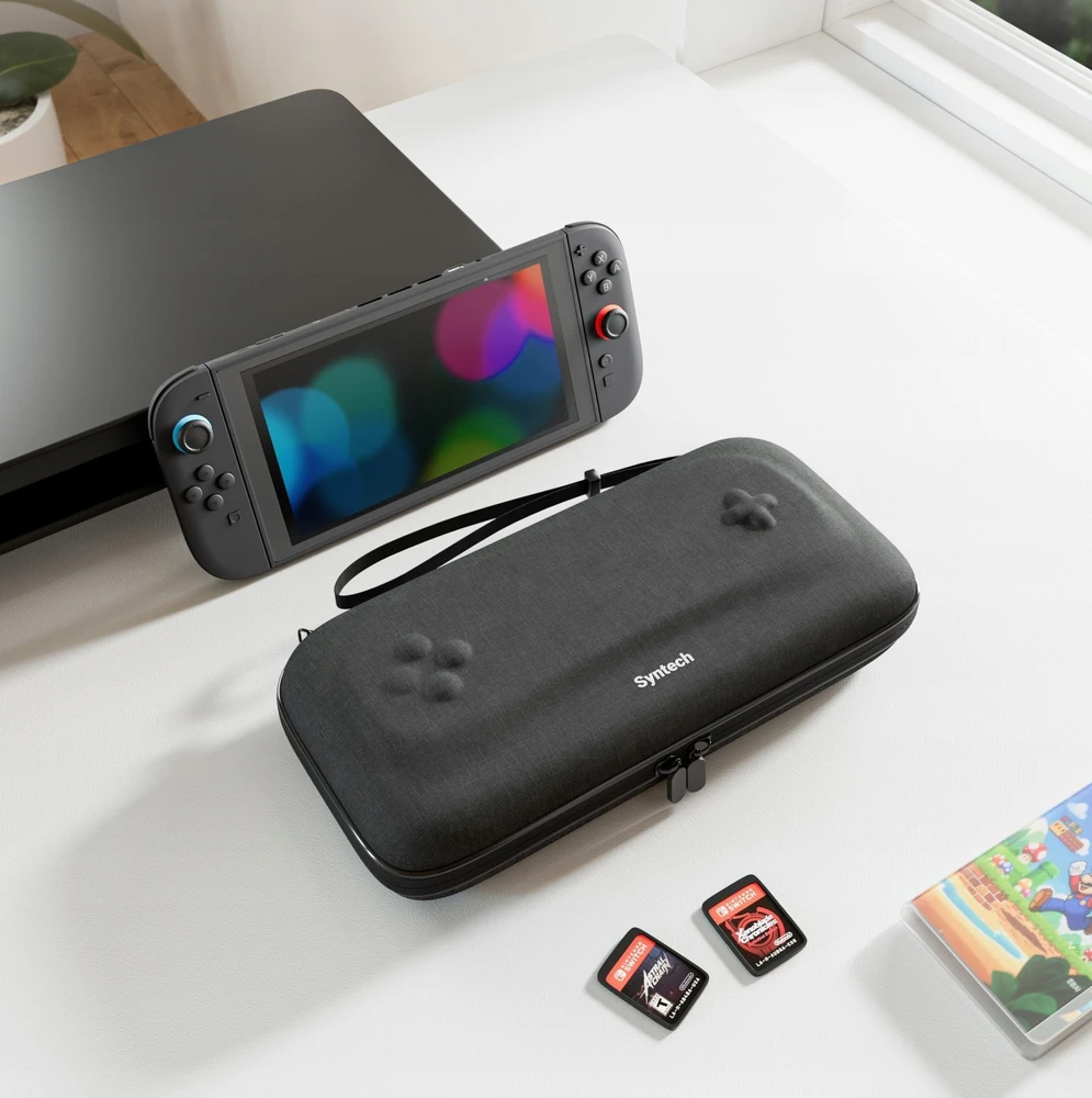 Mimd Kietas standus dėklas Nintendo Switch 2 / G11 smėlio spalvos su žaliu užtrauktuku (SB11135)