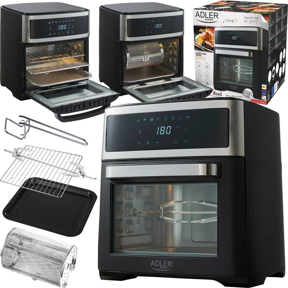 Mikrobangų krosnelė Adler | Airfryer Oven | AD 6309 | Power 1700 W | Capacity 13 L | Nerūdijantis plienas/Juodas