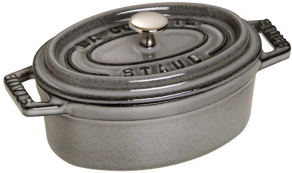 Mažas ovalus ketaus puodas Staub – 250 ml, grafito spalvos
