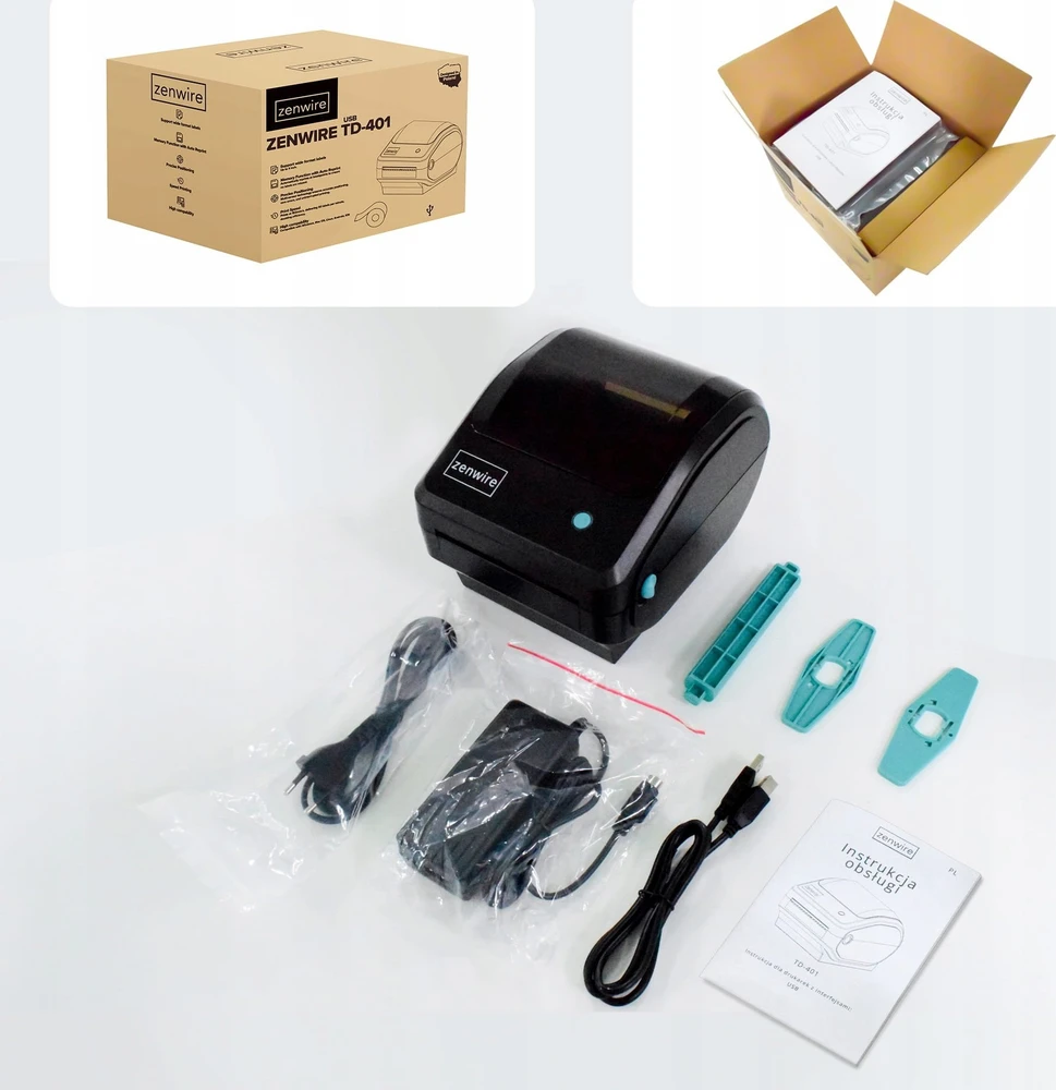 „Zenwire Mini“ terminis etikečių spausdintuvas lipnioms kurjerių etiketėms, 100x150, laidinis, TD-401, USB