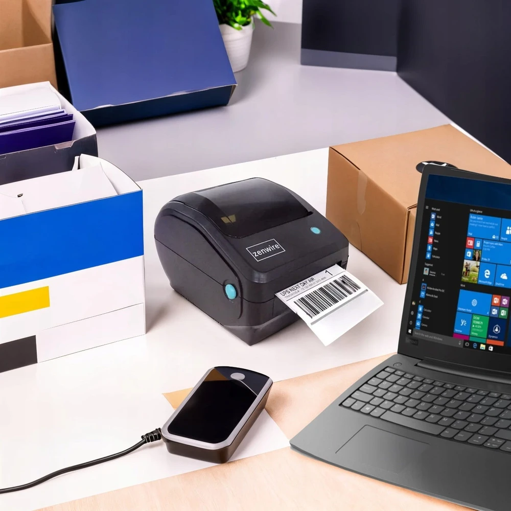 „Zenwire Mini“ terminis etikečių spausdintuvas lipnioms kurjerių etiketėms, 100x150, laidinis, TD-401, USB
