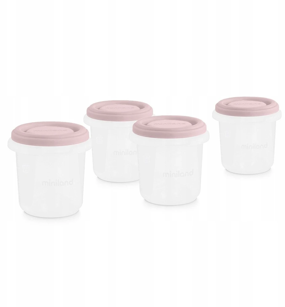 „Miniland Terra Terra“ hermetiški maisto indeliai, 4 x 200 ml – rausvos spalvos