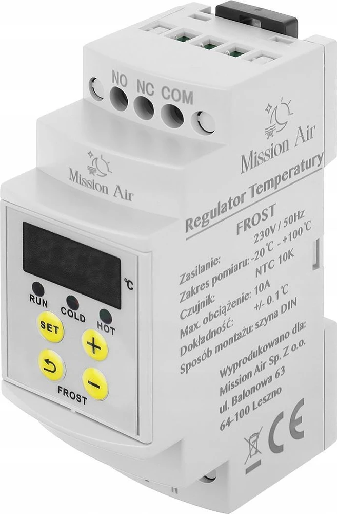 Mission Air Temperatūros reguliatorius DIN bėgiui + NTC jutiklis