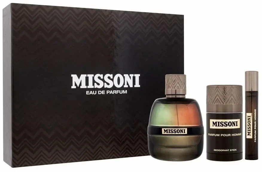 Set Missoni: Pour Homme Eau De Parfum For Men, 100 ml + Pour Homme Eau De Parfum For Men, 10 ml + Pour Homme Dezodorantas Stick For Men, 75 ml