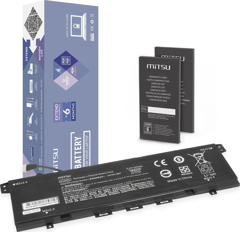 Mitsu KC04XL HSTNN-IB8K HP Envy x360 13-AG 13-AR 13-AH 13-AQ serija 3454 mAh (53 Wh) 15,4 V baterija
