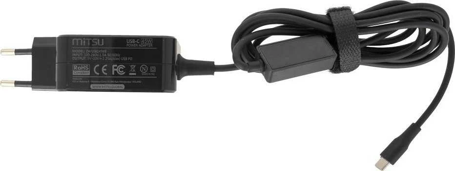 Nešiojamojo kompiuterio maitinimo adapteris Mitsu 45 W, USB-C, 3 A, 20 V (ZM/USBC45WB)