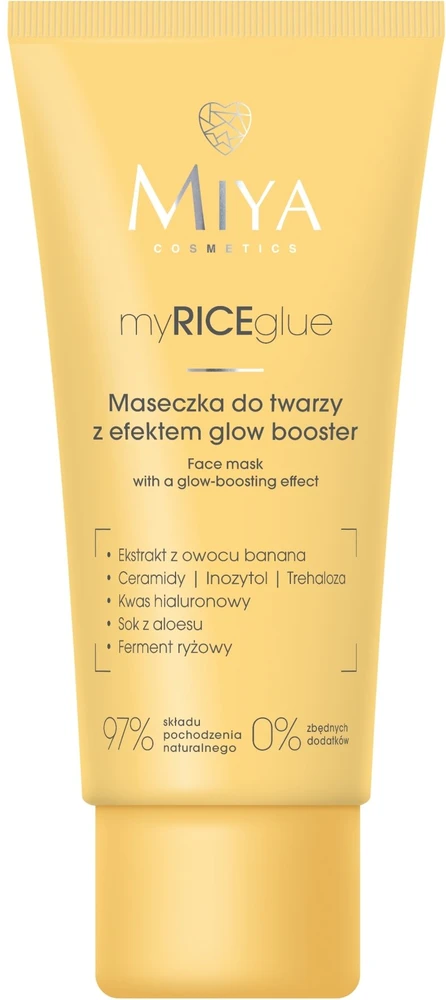Miya Cosmetics myRICEglue veido kaukė su švytėjimo suteikiančiu efektu, 60 ml