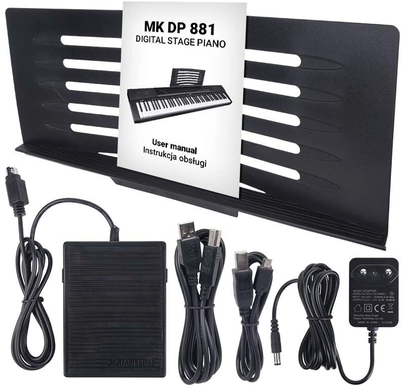 MK WP 881 skaitmeninis pianinas, klavišai, skirti mokytis groti