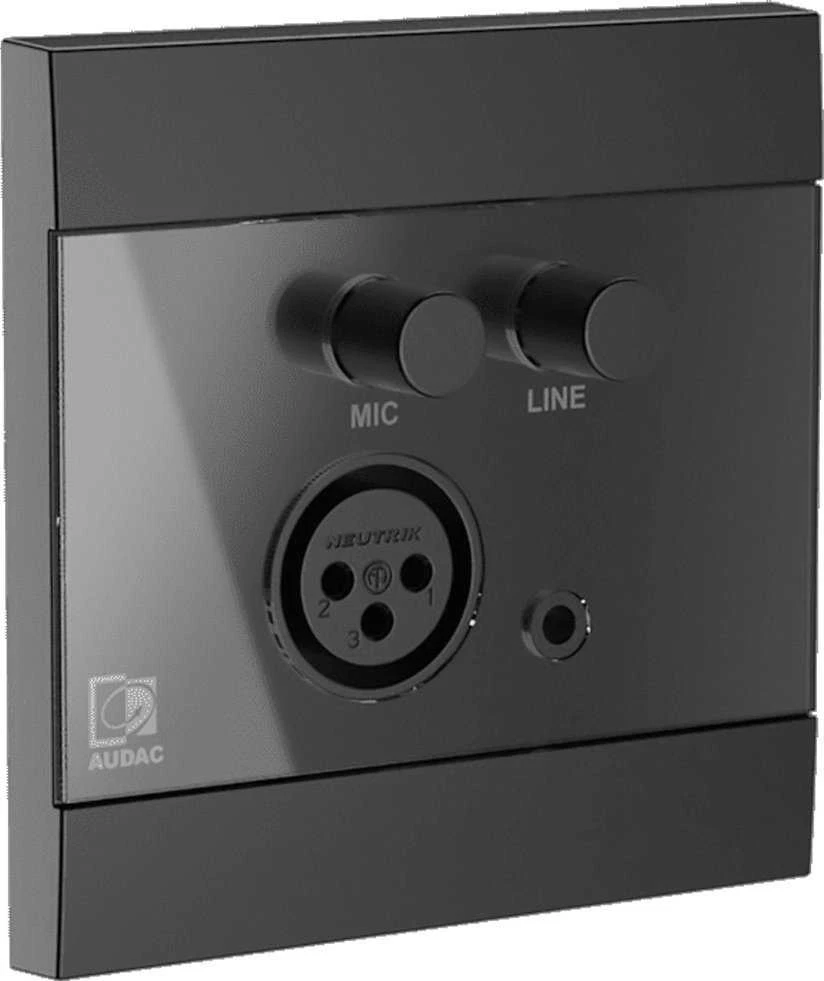 Audac ML Sieninis modulis AUDAC WP210/B, XLR mikrofonas + 3,5 mm lizdas, juodas