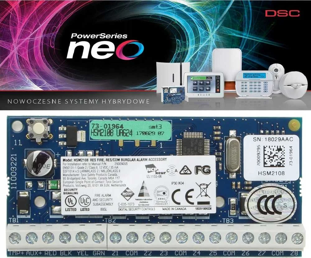 DSC NEO 8 zonų išplėtimo modulis HSM2108 linijos išplėtimo modulis