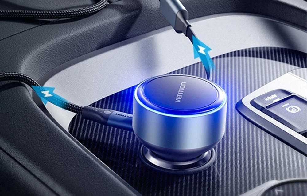 Vention FFOB0 USB-C automobilinis įkroviklis + USB-C/Lightning 30W laidas