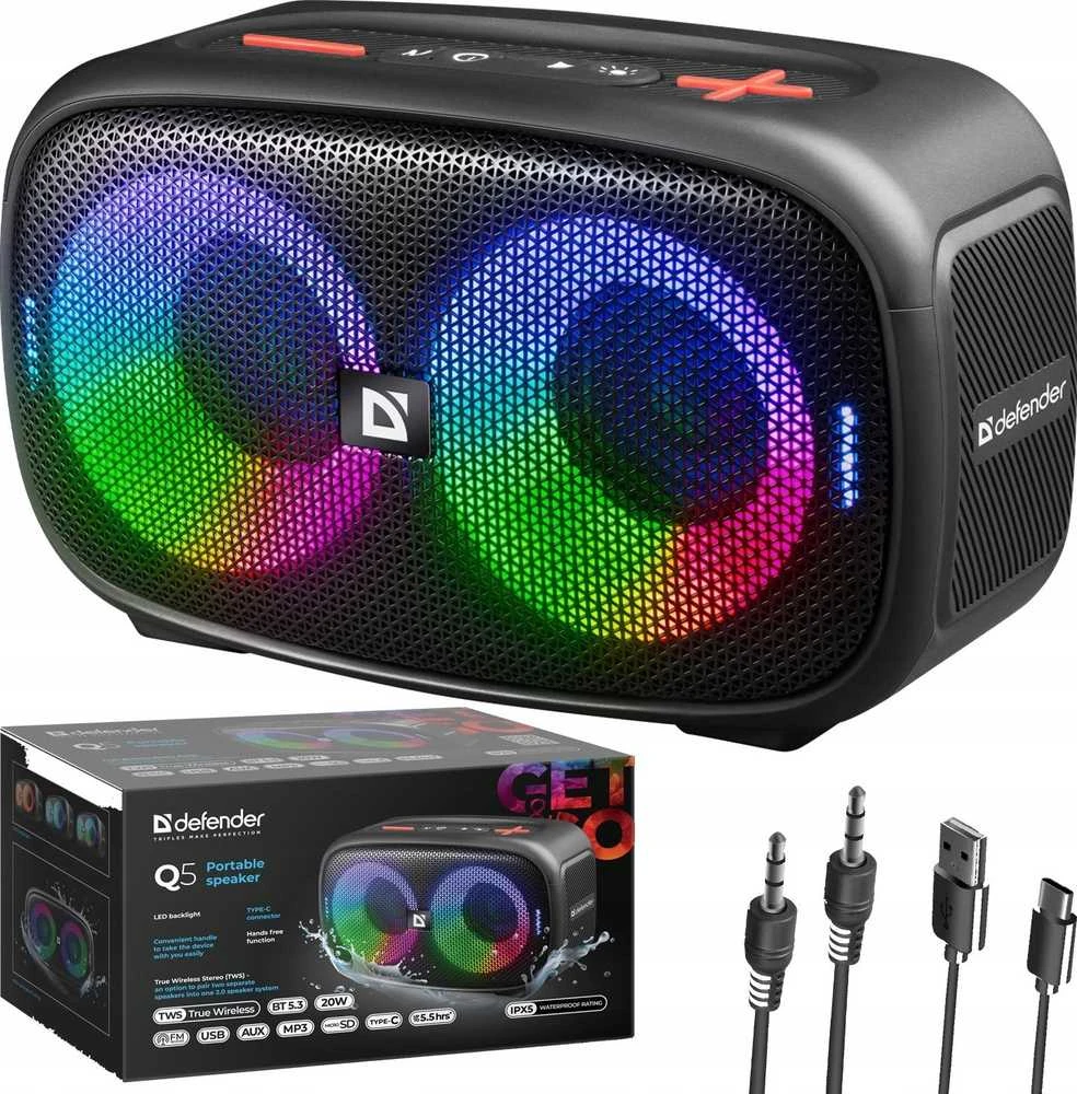 Defender BLUETOOTH SPEAKER Q5 BT 5.3 20W LED/BT/FM/USB/TWS
