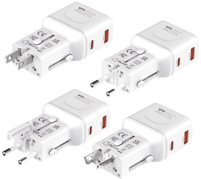 Įkroviklis Mobile Origin 35W Travel Adapteris, EU/US/UK/AU PW25, baltas