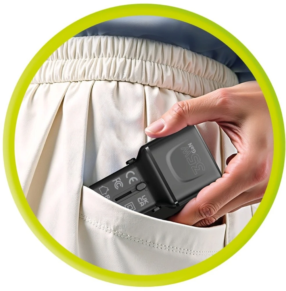 Įkroviklis Mobile Origin 35W Travel Adapteris, EU/US/UK/AU PW25, juodas