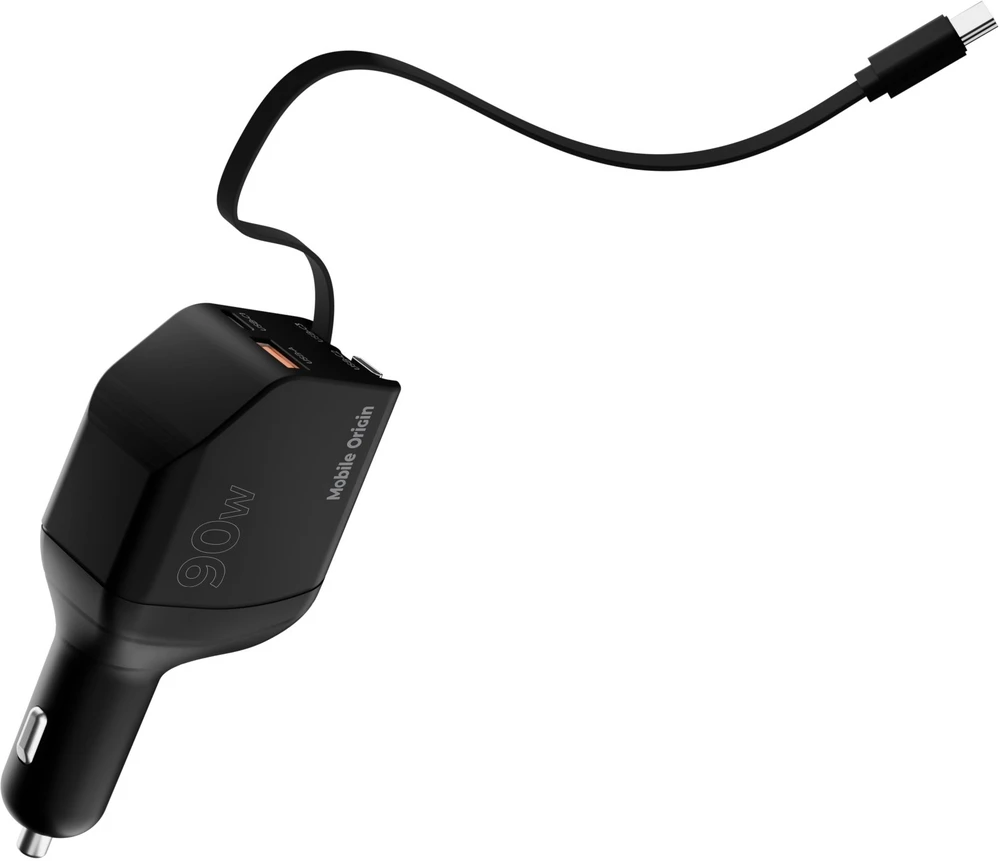 Mobile Origin 90 W automobilinis įkroviklis CA22 - USB-C + USB-A, 2x USB-C laidai