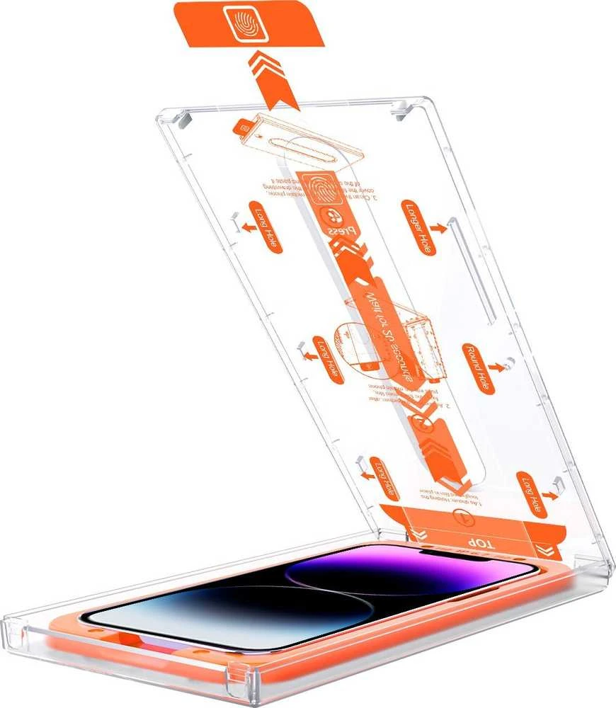 „Mobile Origin“ ekrano apsaugos „iPhone 14 Plus / 13 Pro Max“ su lengvai aplikuojamais apsauginiais lipdukais, 2 vnt. pakuotėje.