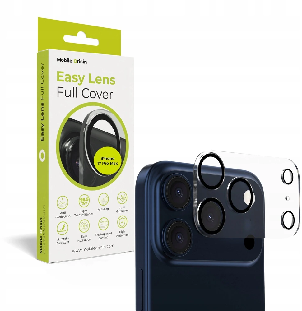 „Mobile Origin Easy Lens“ pilnas dangtelis, skaidrus – „iPhone 17“