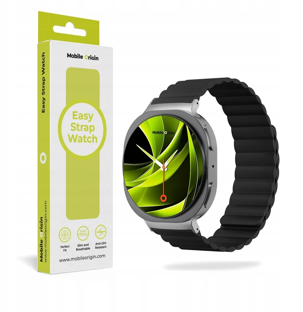 Mobile Origin Easy Strap magnetinis dirželis, skirtas Galaxy Watch 8, juodas