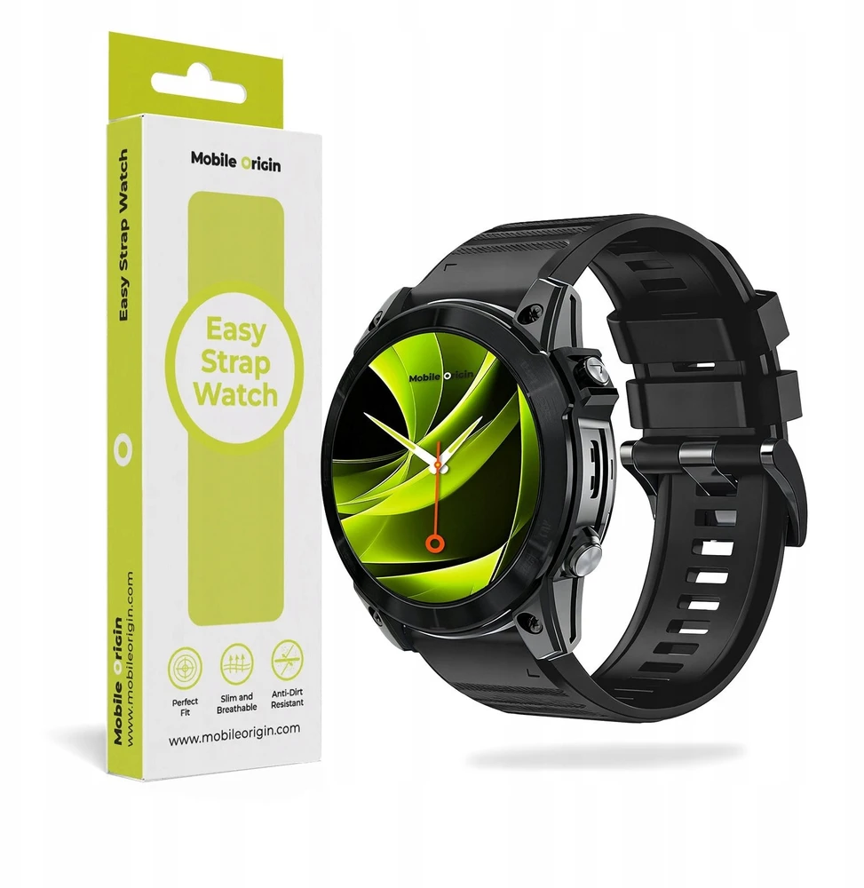 Mobile Origin Lengvai keičiamas Quick Fit dirželis, skirtas Garmin ES2, 26 mm, juodas