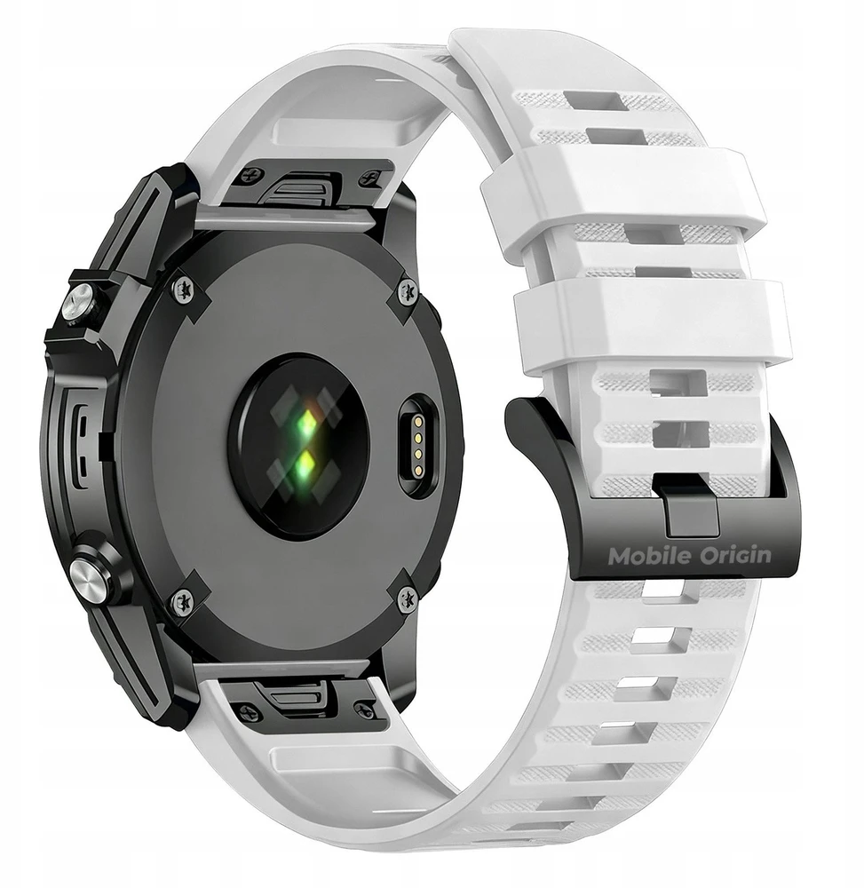 Mobile Origin Easy Strap silikoninis dirželis, skirtas Garmin ES2, 20 mm, baltas